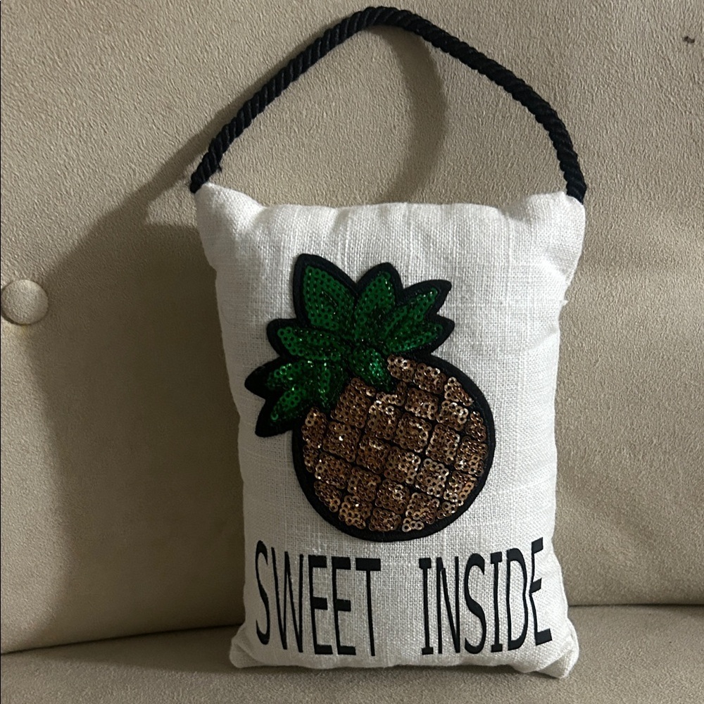 White Pillow with Pineapple Design